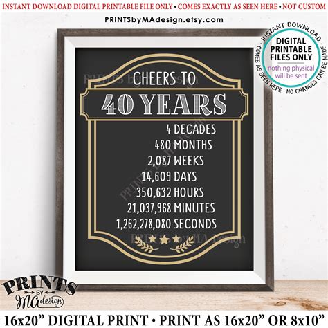 cheers 40 years|cheers to 40 years printables.